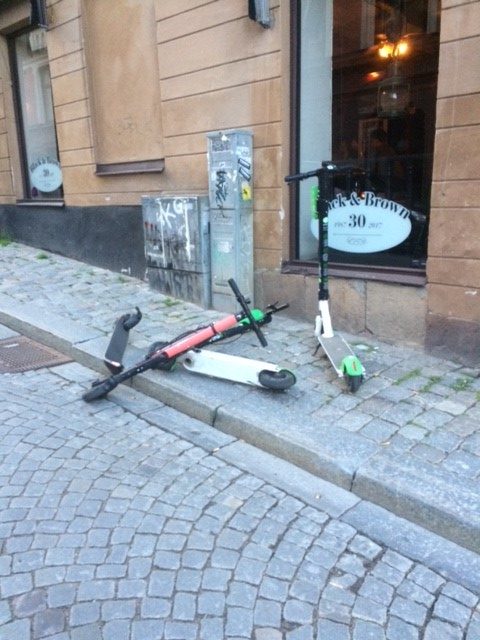 Kick scooters blocking footpath